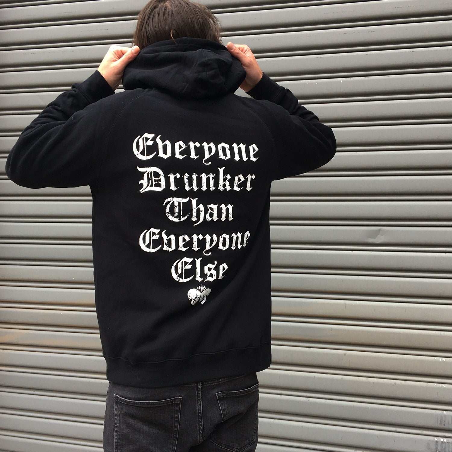 Everyone Drunker Zip Up Hoodie (Black) T-Shirts, Sweatshirt | CoreVibeTees.com (Image 3)