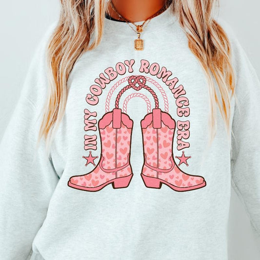 COWBOY ROMANCE ERA CREWNECK (Crewneck Sweatshirt, Unisex Fit, Casual Sweatshirt for Valentines, Holiday Sweatshirt) Cotton Womenswear