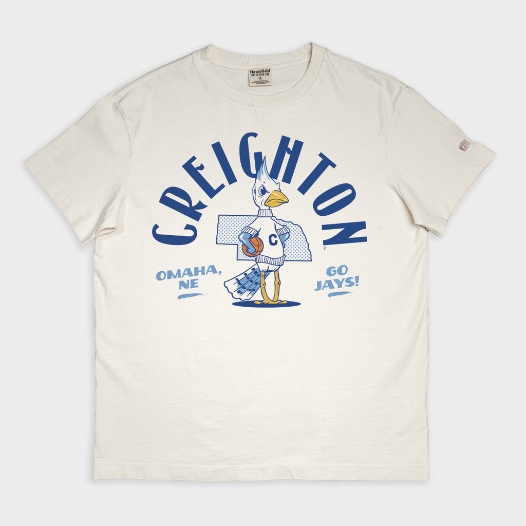 Retro Creighton Bluejays Basketball Vintage Heavyweight Tee Style001 Hoodie, Sweatshirt | CoreVibeTees.com (Image 1)
