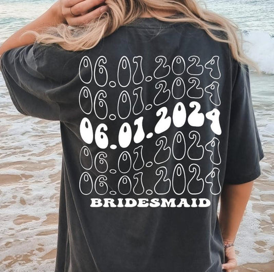CUSTOM BRIDE WEDDING DATE SHIRT (COMFORT COLORS T-SHIRT, CASUAL SHIRT UNISEX, BRIDE T-SHIRT) Comfortable Fit Top Womenswear Chic Day