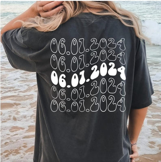 CUSTOM BRIDE WEDDING DATE SHIRT (COMFORT COLORS T-SHIRT, CASUAL SHIRT UNISEX, BRIDE T-SHIRT) Comfortable Fit Top Womenswear