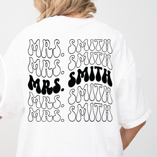 CUSTOM LAST NAME SHIRT (COMFORT COLORS T-SHIRT, CASUAL SHIRT UNISEX, BRIDE T-SHIRT) Comfortable Fit