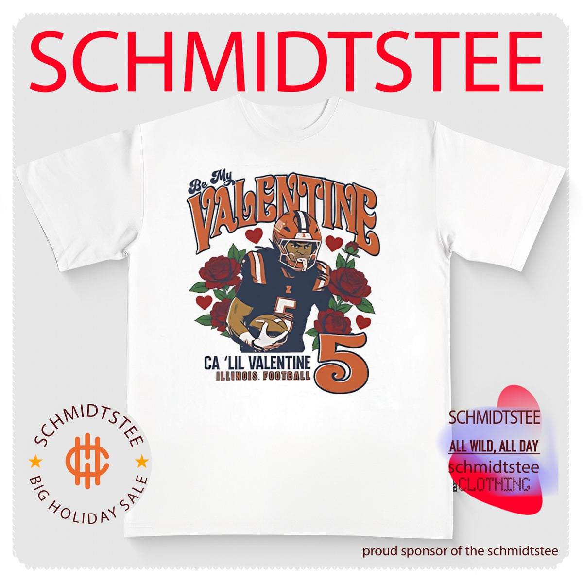 Ca’Lil Valentine Illinois Fighting Illini portrait graphic shirt