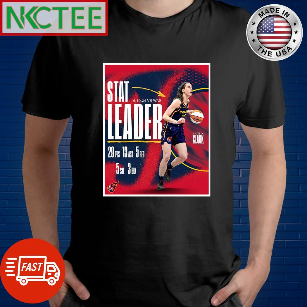 Caitlin Clark is the first WNBA player ever to have 25+ points, 10+ assists, 5+ rebounds, 5+ steals, and 5+ three-pointers in a game shirt