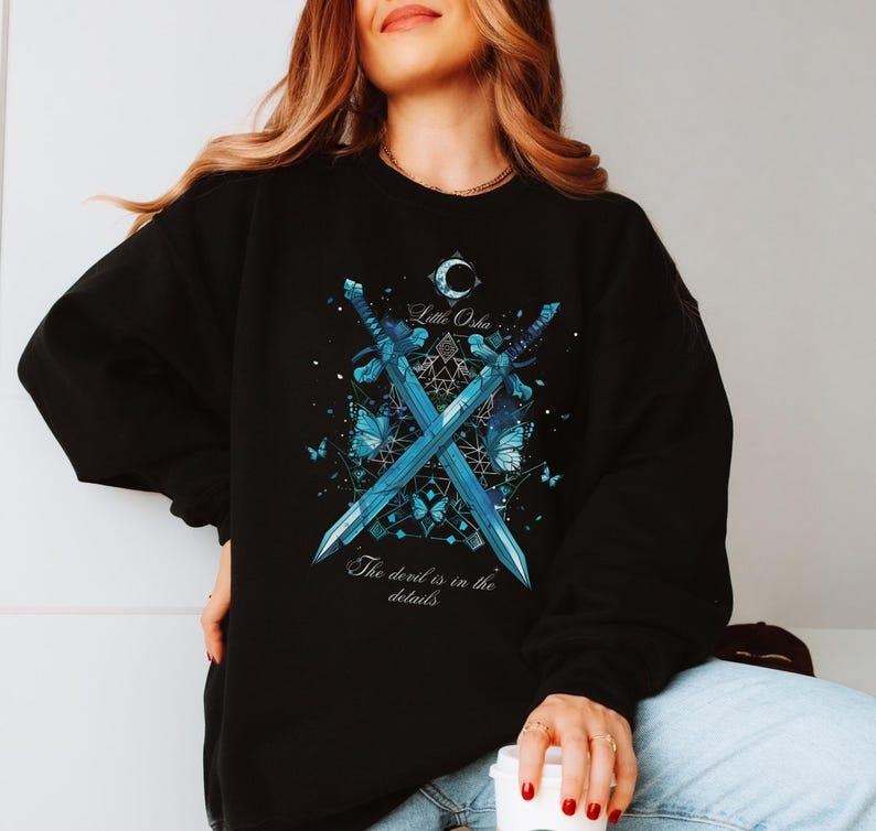 Callie Hart Quicksilver Sweater, Little Osha Graphic, Stylish Bookish Apparel for Fantasy Romance Lovers