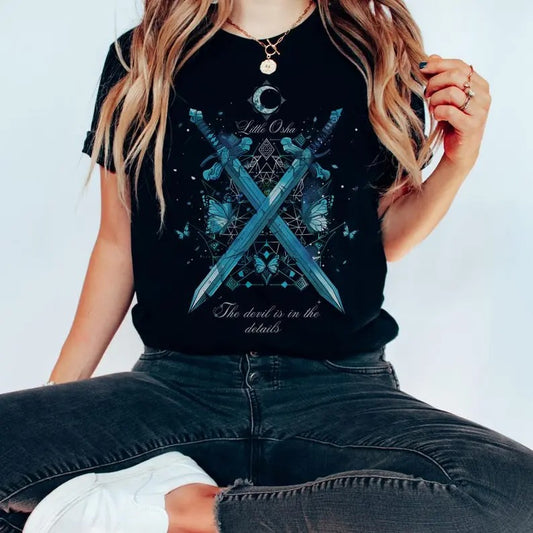Callie Harts Quicksilver T-Shirt, Little Osha Graphic, Callie Hart, great for casual wear and unique gift Cotton Crewneck Shortsleeve Check