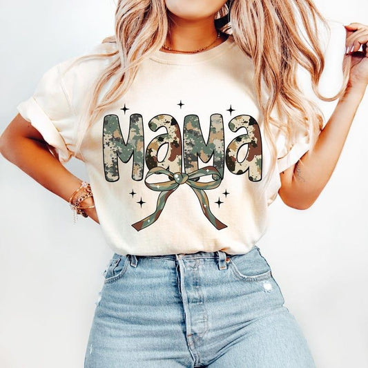 Camo Mama Coquette, Camouflage, Varsity, Duck Camo, Retro Mama T-shirt