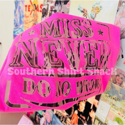 Camo Miss Never Do No Wrong T shirt  | Neon Pink comfort colors t shirt | Camo Shirt | Country Music T shirt