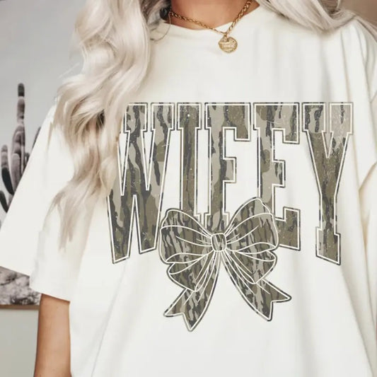 Camo Wifey Hunting Shirt~ Unisex Apparel Relaxed Fit Printed In The USA Clothing Womenswear Casual Comfort Cotton Top Athletic Boho Chic