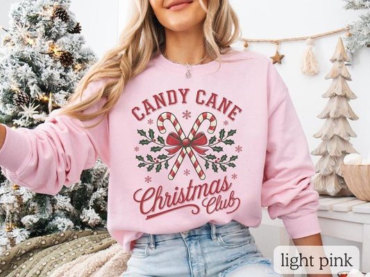 Candy Cane Christmas Club Sweatshirt, Holiday Sweatshirt, Christmas Gift, Cozy Crewneck, Winter Fashion, Festive Apparel