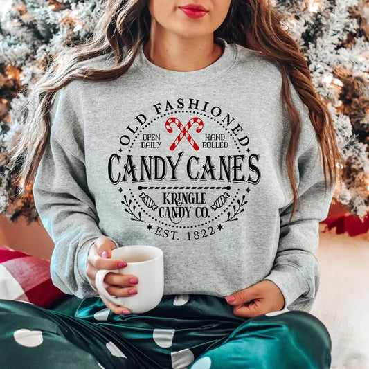 Candy Cane North Pole Vintage Christmas Old Fashion Unisex Sweatshirt Classic Tee