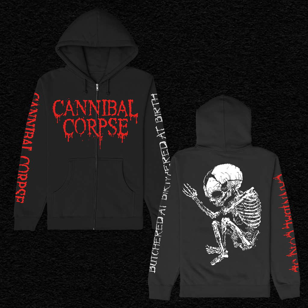 Butchered At Birth Fetus Zip Up Hoodie (Black) T-Shirts, Sweatshirt | CoreVibeTees.com (Image 1)