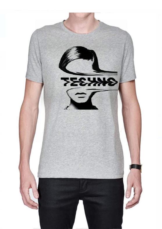 Techno Half Sleeve Grey Melange T-Shirt Hoodie, Sweatshirt | CoreVibeTees.com