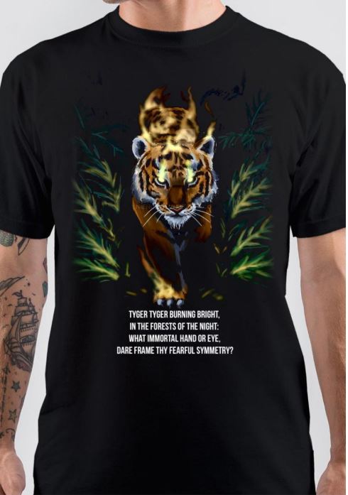 The Tiger Half Sleeve Black T-Shirt Hoodie, Sweatshirt | CoreVibeTees.com