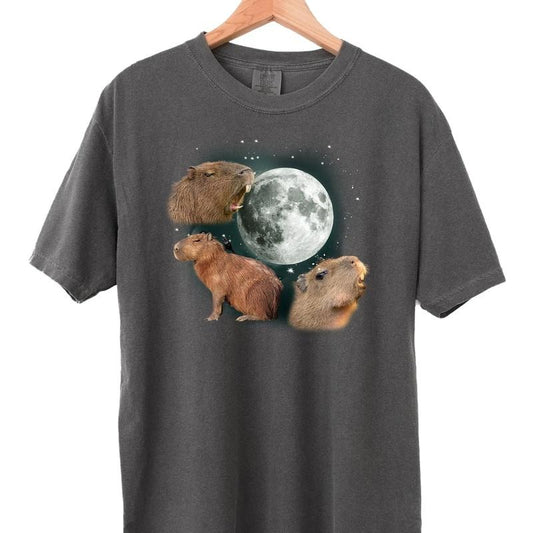 Capybara Moon Vintage Shirt, 90s Bootleg Graphic Tee, Retro Be Cappy Shirt, Trendy Shirts, Adult Unisex Relaxed Graphic Shirt