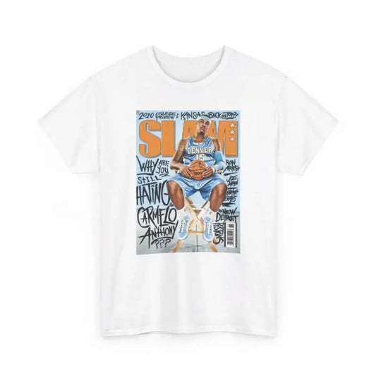 Carmelo Anthony Vintage SLAM Unisex Heavy Cotton Tee Menswear Streetwear Crewneck, Full Color, Tee Print