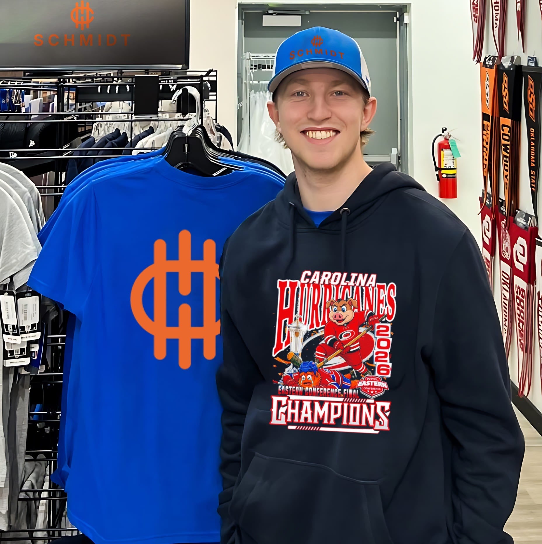 Carolina Hurricanes 2026 Eastern Conference Champions beat Montreal Canadiens mascot shirt