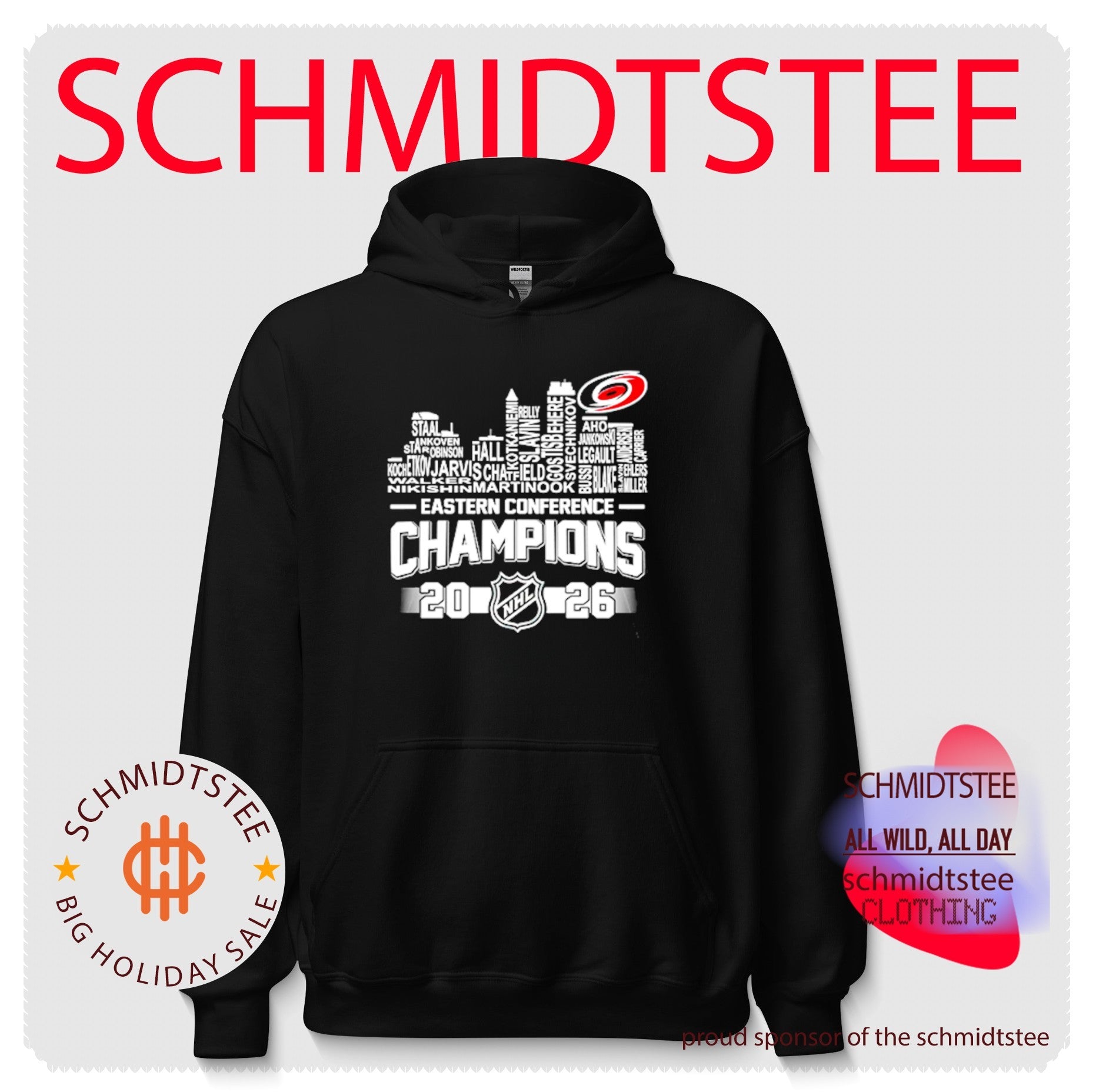 Carolina Hurricanes NHL Eastern Conference Champions 2026 player name skyline shirt