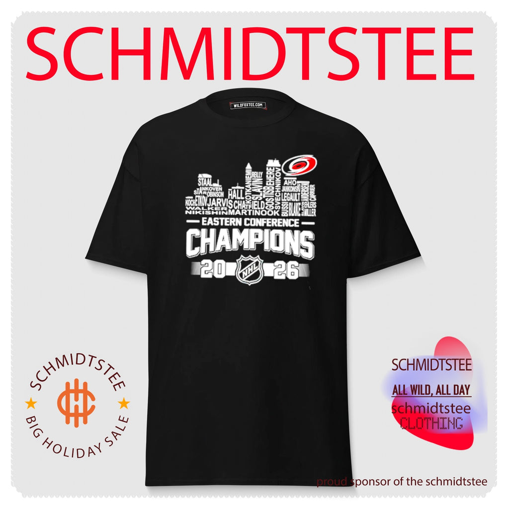Carolina Hurricanes NHL Eastern Conference Champions 2026 player name skyline shirt