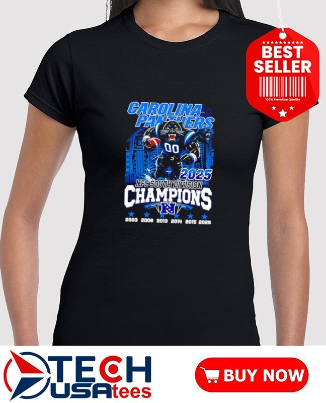 Carolina Panthers 2025 NFC North Division Champions skyline mascot shirt