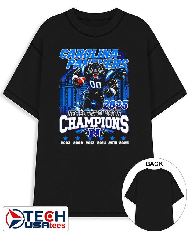 Carolina Panthers 2025 NFC North Division Champions skyline mascot shirt