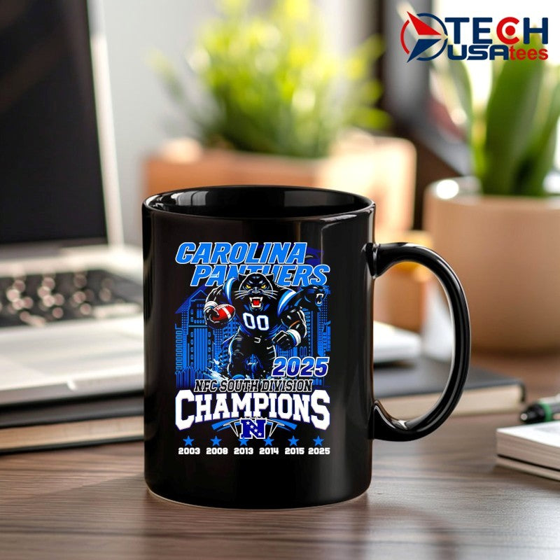Carolina Panthers 2025 NFC North Division Champions skyline mascot shirt