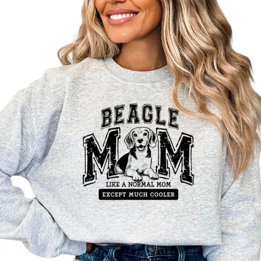 Casual Beagle Mom Sweatshirt, Dog Lover Pullover Crewneck Sweatshirt, Comfortable Long Sleeve Beagle Mom Sweatshirt, Dog Mama Sweatshirt, Pet Tee, Dog Lover Gifts for Women, Beagle Dog Sweatshirt
