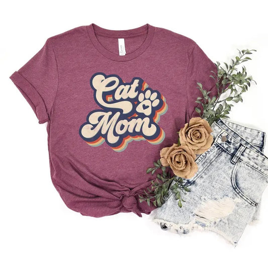 Cat And Mom Shirt Mom Shirt Cat Lover Shirt Cat Mom Shirt Cat Paws Shirt Mothers Day Shirt Retro Cat And Mom Shirt Gift For Pet Mom TK43GN