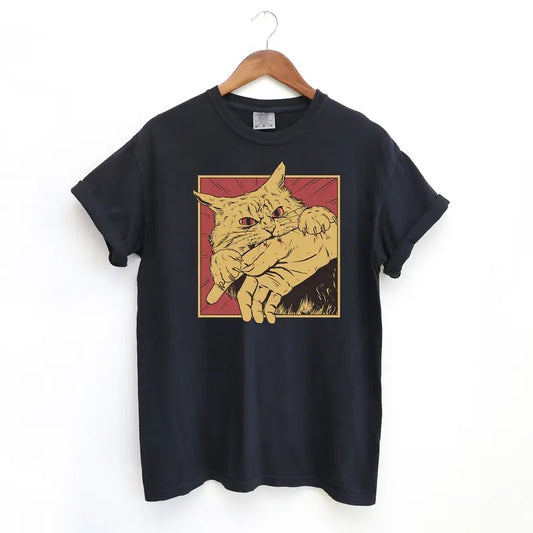 Cat Bite Anime Tshirt, Comfort Colors Kitty Shirt, Funny Meme Shirt Fit Top