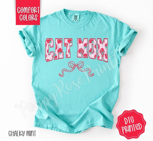 Cat Mom Strawberry Shirt Comfort Colors, Women's Graphic Tee