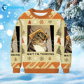 Cat Wait I’m Thinking Ugly Christmas Sweater