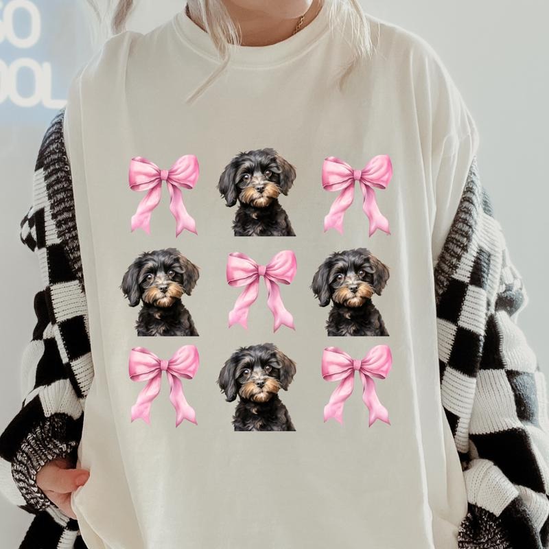 Cavapoo With Bows Shirt~ Unisex Apparel Relaxed Fit Printed In The USA Clothing Womenswear Casual Comfort Cotton Top Athletic Boho Chic