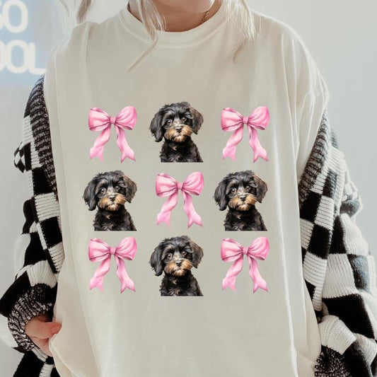 Cavapoo With Bows Shirt~ Unisex Apparel Relaxed Fit Printed In The USA Clothing Womenswear Casual Comfort Cotton Top Athletic Boho Chic
