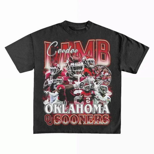Ceedee Lamb Football Tee, Oklahoma Sooners, Vintage Heavyweight T-Shirt, Vintage 90s Graphic Tee, Sport Shirts for Men, for Women Menswear Top