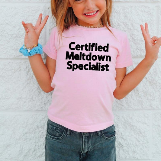 Certified Meltdown Specialist, Toddler T-Shirts & Baby Bodysuits, Graphic Infant Clothes, Cute Baby Shower Gift, Trendy Kids Apparel, Soft Cotton Outfits