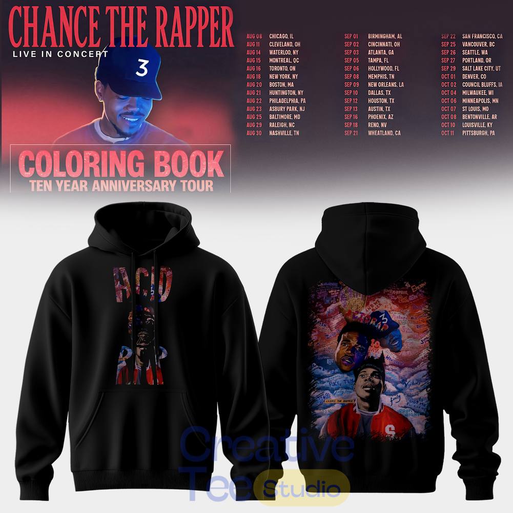 Chance The Rapper Coloring Book 10 Year Anniversary Tour Special Tee Hoodie