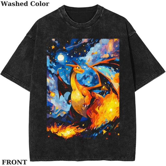 Charizard Pokemon Painting Graphic Shirt, Pokemon T-Shirt, PKM Shirt, Anime Funny Shirt, Vintage Tee Menswear Womenswear Streetwear Cotton Comfort