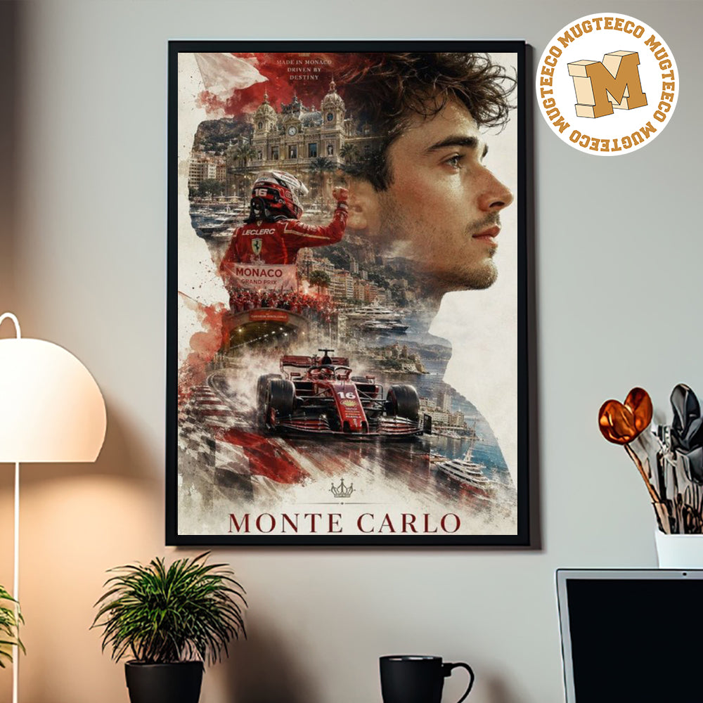 Charles Leclerc Monaco Monte Carlo 2026 Formula 1 Grand Prix Racing Poster Ferrari F1 Home Decor Poster Canvas