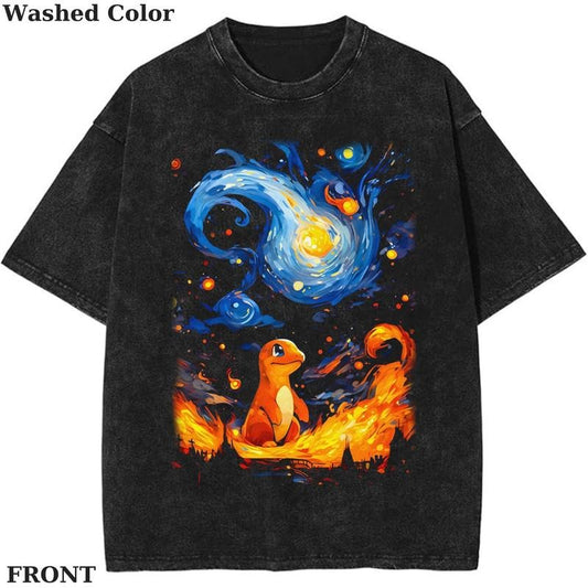Charmander Pokemon Painting Graphic Shirt, Pokemon T-Shirt, PKM Shirt, Anime Funny Shirt, Vintage Tee Menswear Womenswear Streetwear Cotton Comfort