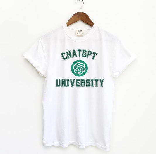 ChatGPT University T-Shirt, Funny AI Chat GPT Comfort Colors Shirt, Funny Unisex Fit Shirts, Vintage Streetwear