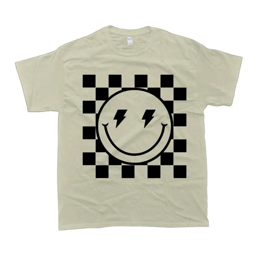 Checkerboard Smile Shirt Smiley Face Tee, Smile Tshirt, Gift For Boys And Girls, Unisex Tshirt, Cotton Casual Clothing, Vintage Style
