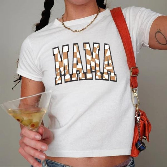Checkered Mama Babytee Oversized Mama shirt, Mama tee