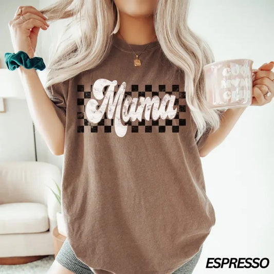 Checkered Mama Shirt Retro Mama Shirt Mothers Day Gift Mom Life Shirt Motherhood Shirt Mom Sweatshirt Mom Gift Comfort Colors Tee