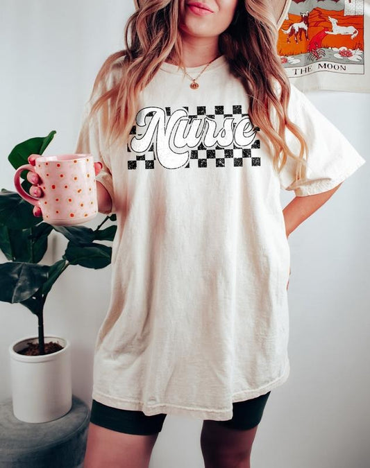 Checkered Nurse Shirt, Registered Nurse Shirt, Retro Nurse Shirt, Gift for Nurse, RN Shirt, New Nurse Graduation Gift