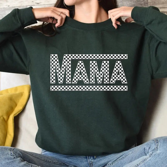 Checkered Retro Mama Sweatshirt Varsity Mom Crewneck Mother's Day Gift Retro Shirt