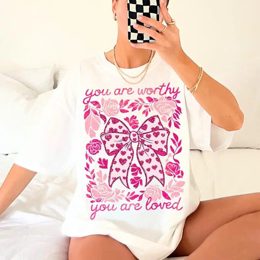 Checkered Valentine's Day Heart Sweatshirt, Coquette Bow Retro Valentine T-Shirt, Valentine's Day Love Crewneck