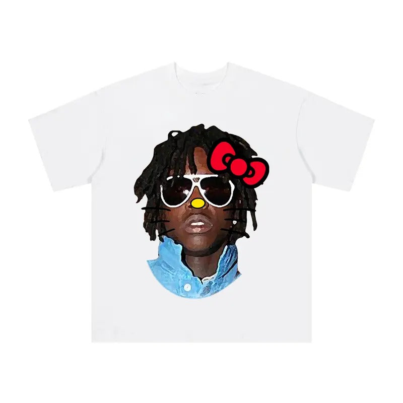 Cheif Keefff Red Kitty Graphic Big Face Shirt