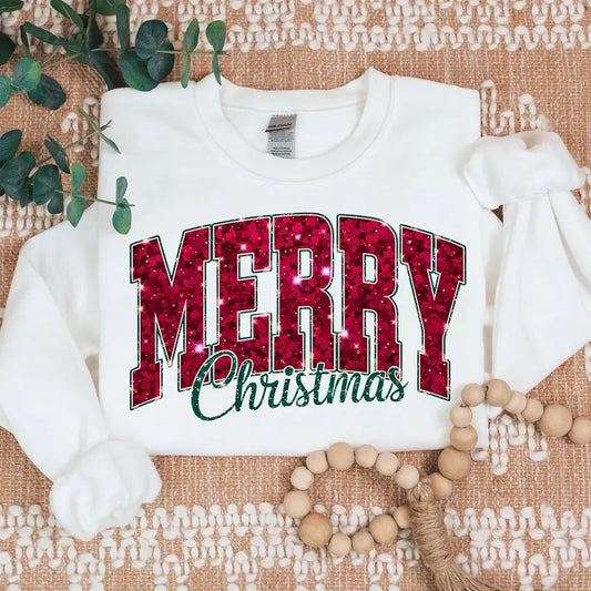 Chenille Patch Christmas Sweatshirt, Christmas Shirts, Merry Christmas Crewneck, Cute Winter Sweater Unique Holiday Gift Merry Sweatshirt