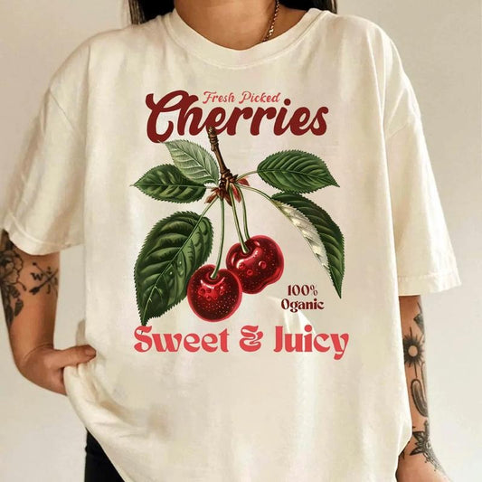Cherries Commercial Graphic Shirt, Trendy Style Gift For Him, Her