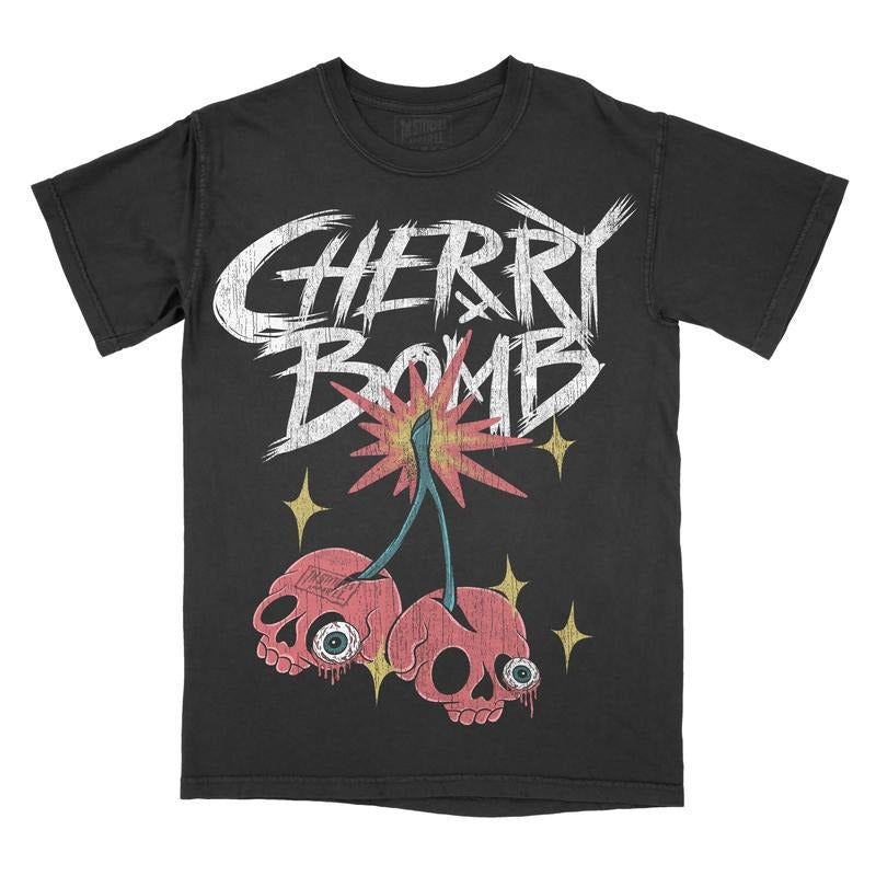 Cherry Bomb Skulls Comfort Colors Unisex T-shirt, Gothic, Alternative Fashion, Alt, Booktok, Smut, Dark Romance, Book lovers, Booklish Graphic Fan